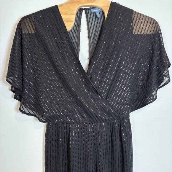 ModCloth‎ Sequin Jumpsuit Party Cocktail Sheer Overlay Black Womens Size L Large - Picture 1 of 7